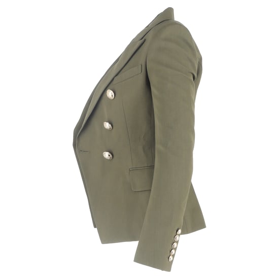 Balmain double-breasted blazer met zakken in olijfgroene wol - Image 2