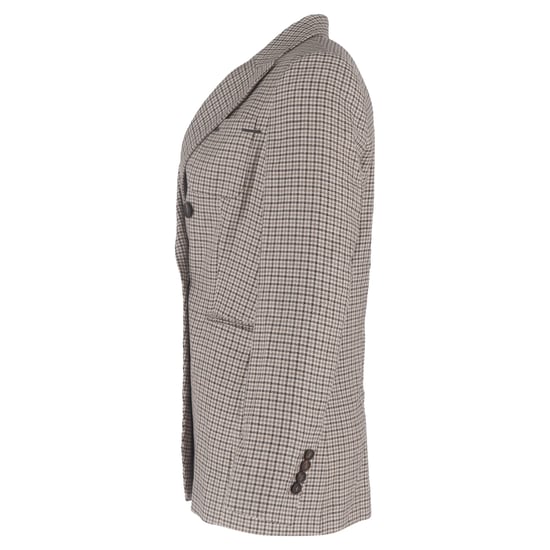 Brunello Cucinelli Hundtandsmönstrad Dubbelknäppt Kavaj i Beige Ull - Image 2