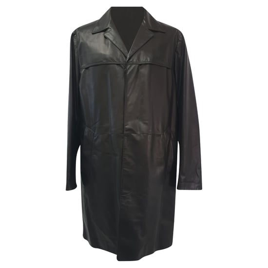 Prada Hidden Closure Trench Coat in Black Lamb Leather - Image 1