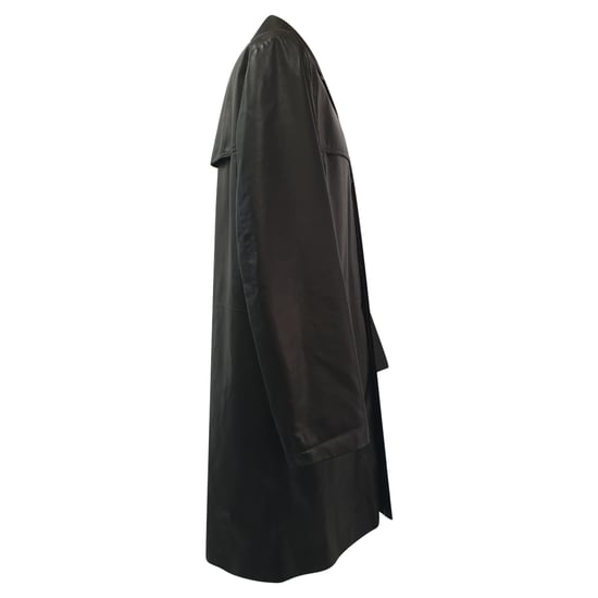 Prada Hidden Closure Trench Coat in Black Lamb Leather - Image 2