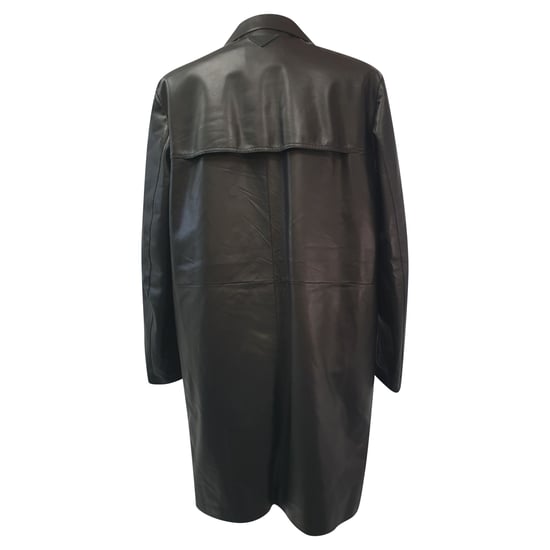 Prada Hidden Closure Trench Coat in Black Lamb Leather - Image 3