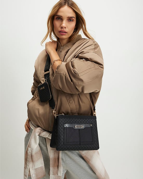 River Island Womens Crossbody Bag Black Monogram - Image 4