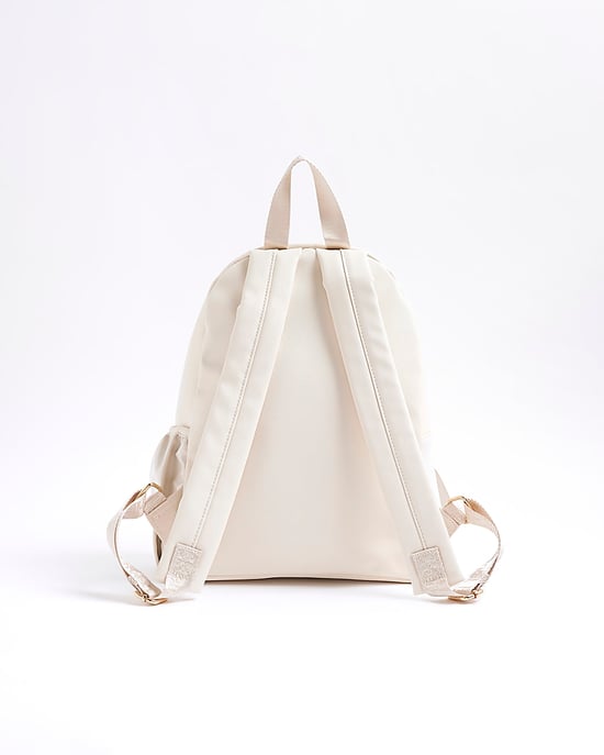 River Island Girls Backpack Cream Heart Lock Pocket Bag - Image 2
