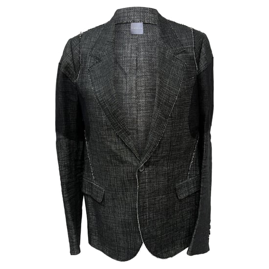 Lanvin single-breasted blazer met geweven accenten in zwart linnen - Image 1