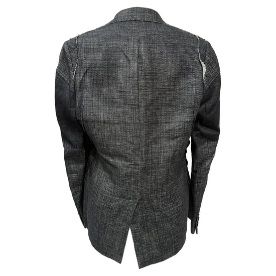 Lanvin single-breasted blazer met geweven accenten in zwart linnen - Image 3