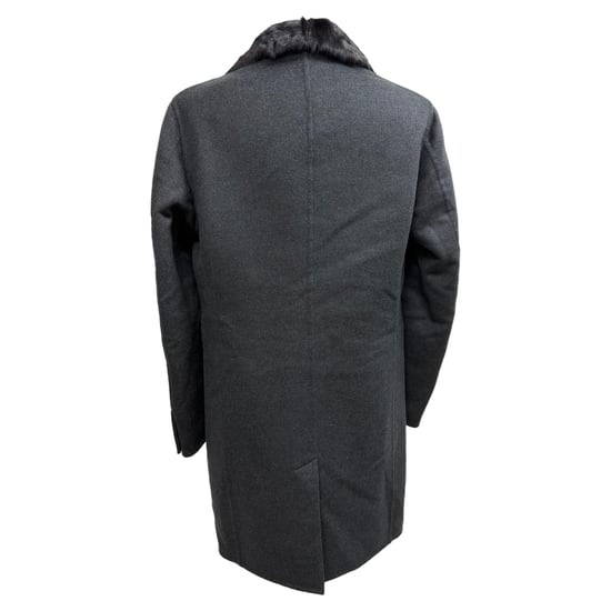 Burberry Fur Collar Coat in Grey Wool - Image 3