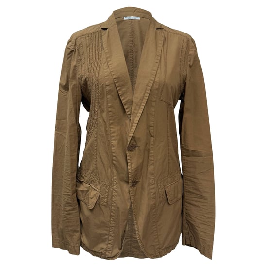 Bottega Veneta Single-Breasted Detailed Stitch Blazer in Brown Cotton - Image 1