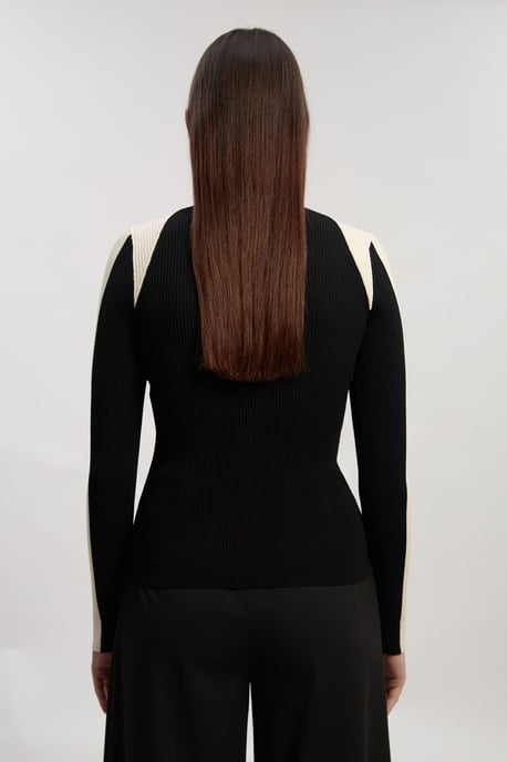 Rib Knit Colour Block Top - Image 3