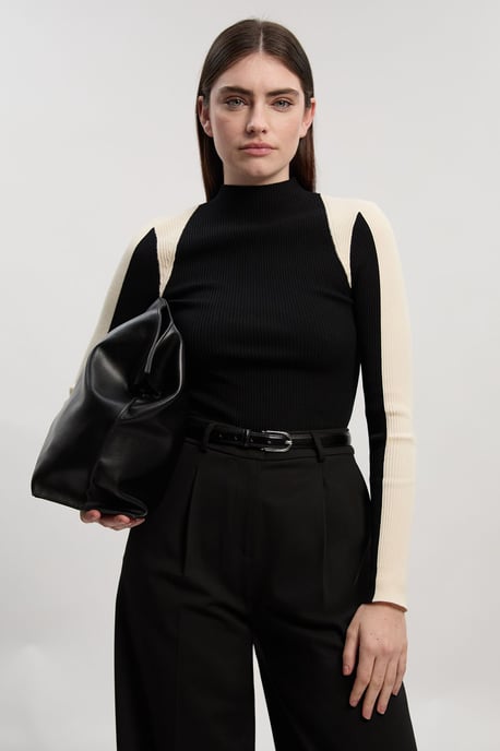Rib Knit Colour Block Top - Image 4