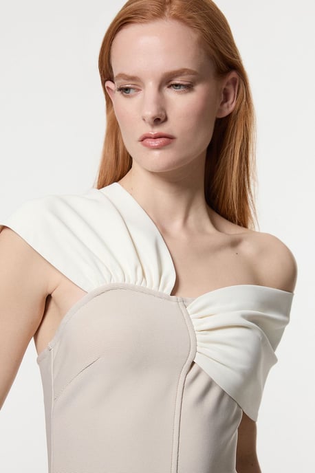 Figure Form Bandage Asymmetric Strap Knit Midi Dress - Image 3