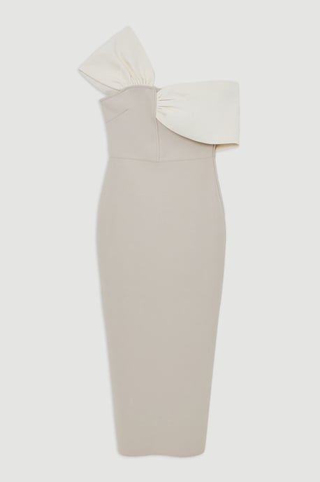 Figure Form Bandage Asymmetric Strap Knit Midi Dress - Image 4