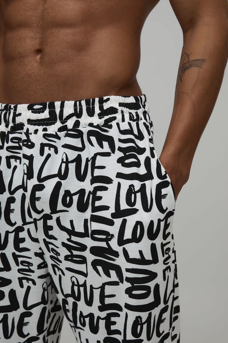 Relaxed Love All Over Printed Valentines Loungewear Bottoms - Image 3