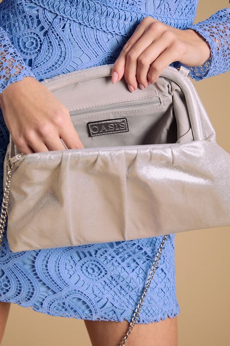 Liora Faux Leather Ruched Large Clutch Bag - Image 3