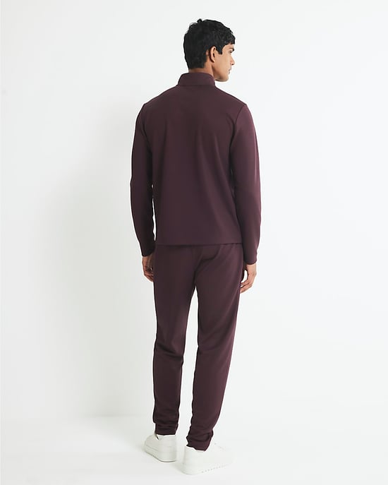 River Island Mens Sweatshirt Red Slim Fit Quarter Zip Funnel - Image 3