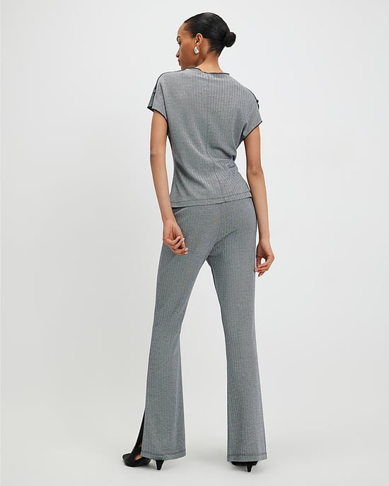 River Island Womens Flared Trousers Grey Herringbone - Image 3