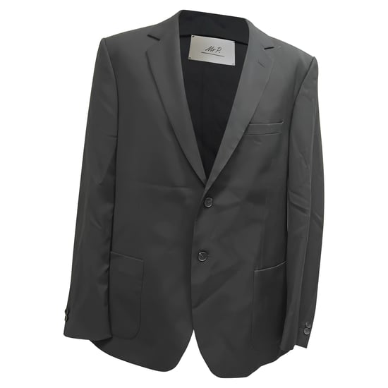 Meneer P., enkelvoudige blazer met zakken in zwarte wol. - Image 1