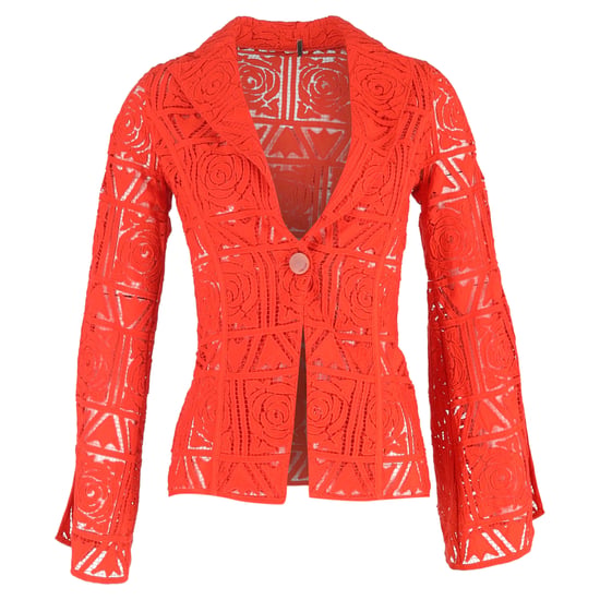 Cult Gaia Carlotta blommig spetsblazer i orange viskos - Image 1