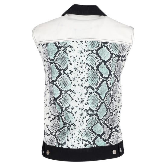 Sandro Paris vest met slangenprint in witte katoenen denim - Image 3