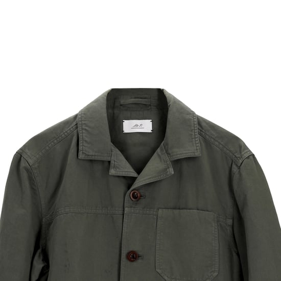 De heer P. Camp-Collar jas van geverfd katoen in groene kleur. - Image 3