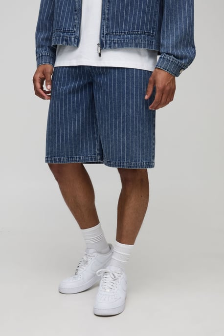 Regular Pinstripe Indigo Denim Jorts - Image 1