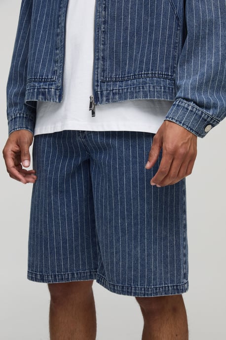 Regular Pinstripe Indigo Denim Jorts - Image 3