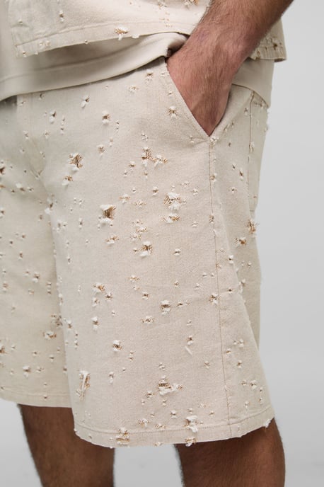 Plus Nibbled Denim Relaxed Fit Shorts - Image 3