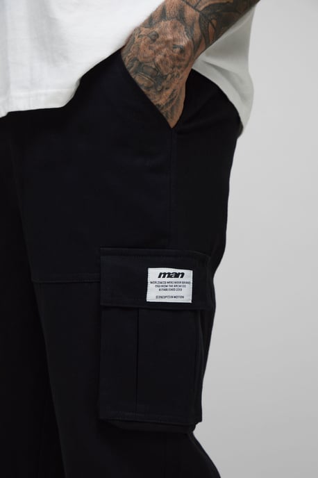 Tall Fixed Waist Relaxed Fit Cargo Trousers with Tab - Image 3