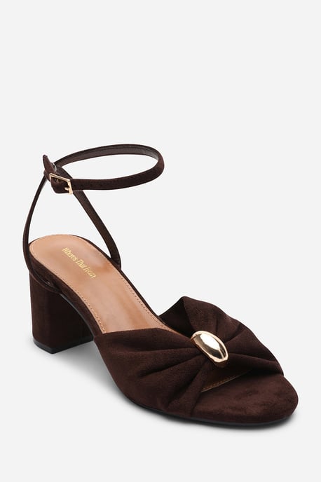 Where's That From Womens 'Bluebird' Block Heel Ruched Buckle Suede Sandal - Image 2