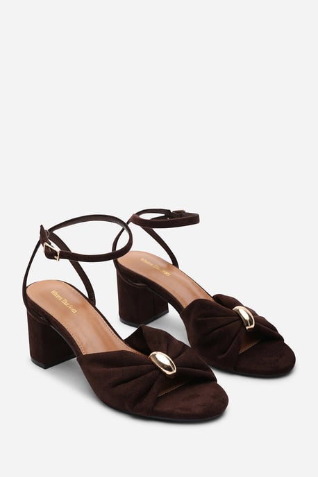 Where's That From Womens 'Bluebird' Block Heel Ruched Buckle Suede Sandal - Image 3