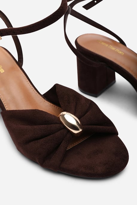 Where's That From Womens 'Bluebird' Block Heel Ruched Buckle Suede Sandal - Image 4