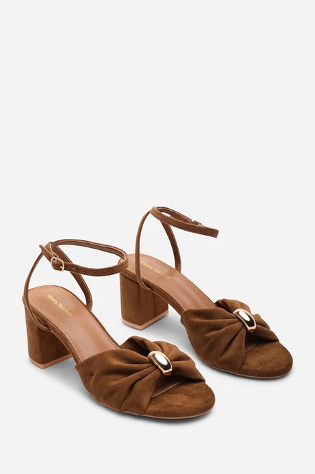 Where's That From Womens 'Bluebird' Block Heel Ruched Buckle Suede Sandal - Image 4