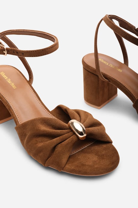 Where's That From Womens 'Bluebird' Block Heel Ruched Buckle Suede Sandal - Image 5