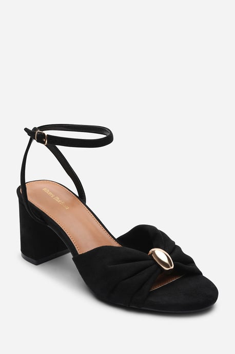 Where's That From Womens 'Bluebird' Block Heel Ruched Buckle Suede Sandal - Image 3