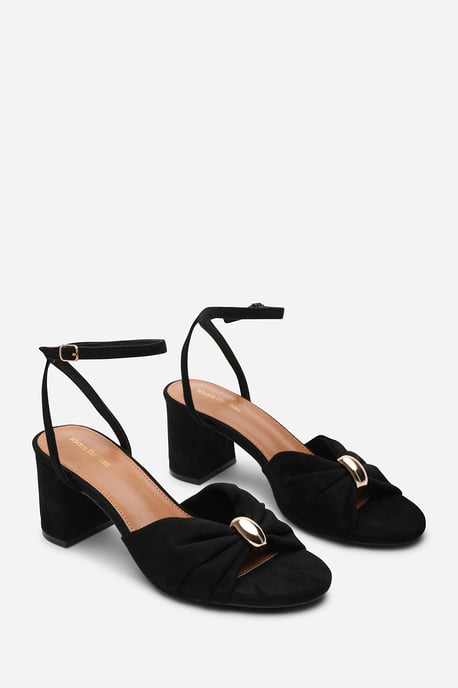Where's That From Womens 'Bluebird' Block Heel Ruched Buckle Suede Sandal - Image 4