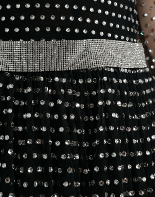 Versierde Mesh Gown Lange Mouwen A-lijn Jurk - Image 4