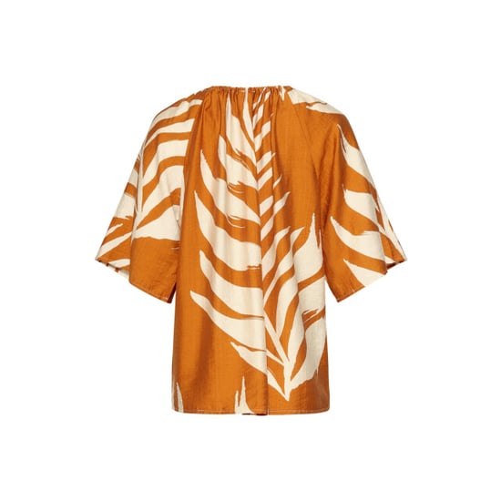 Smashed Lemon Tuniek top met blad print en strikdetail in oker geel | - Image 6