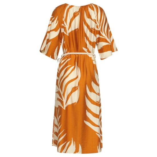 Smashed Lemon Tuniek jurk met tropische blad print in oker geel | - Image 2