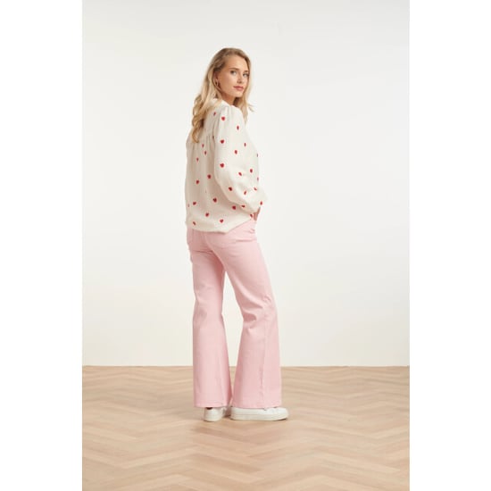 Smashed Lemon Witte blouse met rode hartjes print | - Image 2