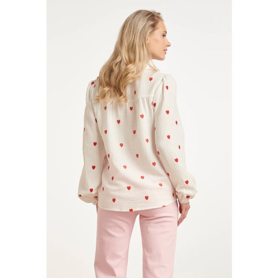 Smashed Lemon Witte blouse met rode hartjes print | - Image 4