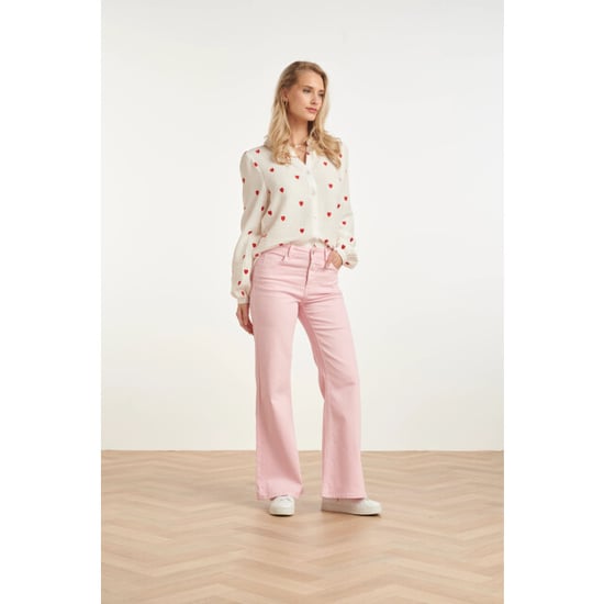 Smashed Lemon Witte blouse met rode hartjes print | - Image 5