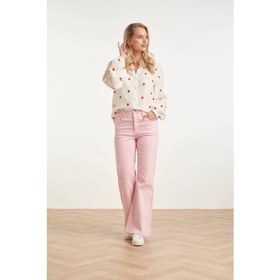 Smashed Lemon Witte blouse met rode hartjes print | - Image 6