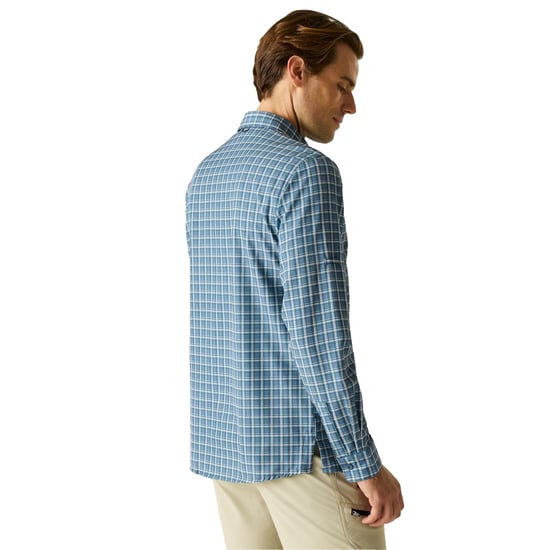 Regatta Mens Checked Insect Repellent Travel Shirt (China Blue) - Image 5