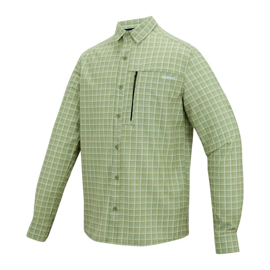 Regatta Mens Checked Insect Repellent Travel Shirt (Light Sage) - Image 3