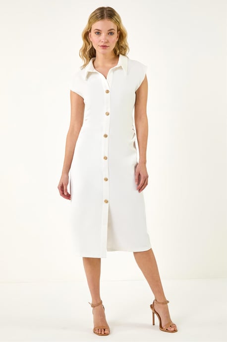 Collared Ribbed Midi Dress - Image 2
