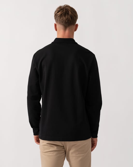Dinote Long Sleeve Polo Shirt in Black - Image 2