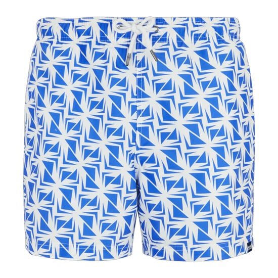 Regatta Heren Loras Geometrische Zwemshorts (Wit/Sonisch Blauw) - Image 1