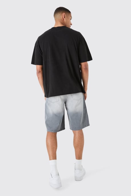 Ripped Carpenter Denim Jorts In Grey - Image 2