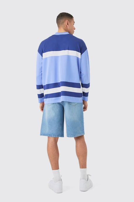 Relaxed Rigid Ripped Carpenter Denim Jorts In Light Blue - Image 2
