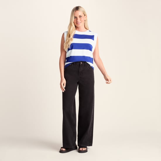 Aurelia Womens 100% Cotton Supersoft Vest - Ultramarine Blue Stripe - Image 1
