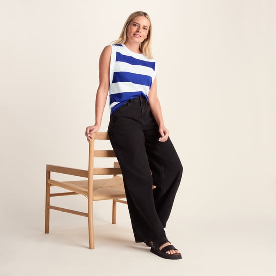 Aurelia Womens 100% Cotton Supersoft Vest - Ultramarine Blue Stripe - Image 4
